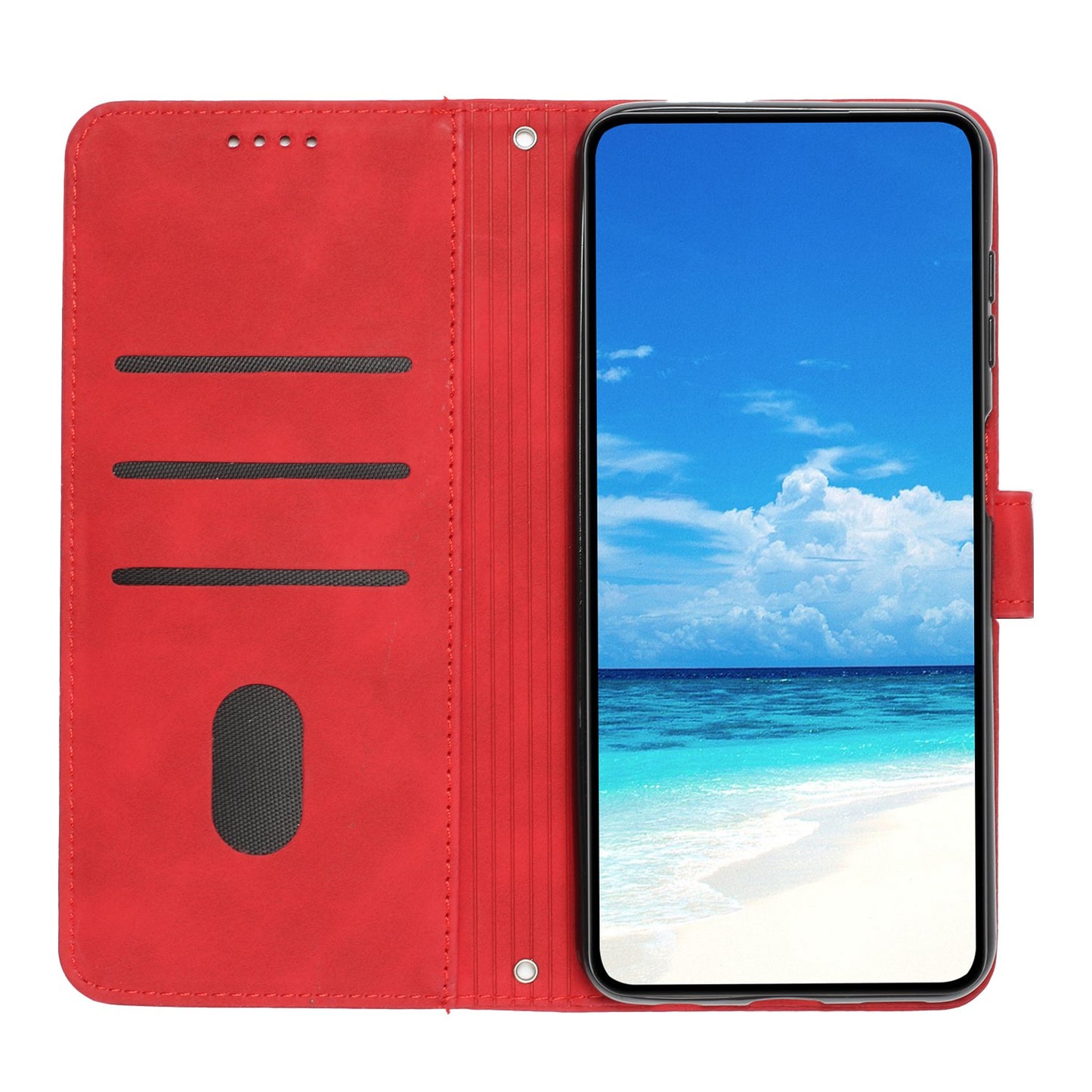 For Motorola Moto E20/E30/E40 Skin-touch Heart Shape Imprinted Leather Phone Case with Stand Wallet