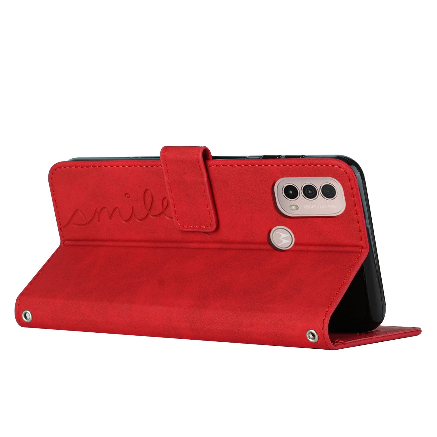 For Motorola Moto E20/E30/E40 Skin-touch Heart Shape Imprinted Leather Phone Case with Stand Wallet