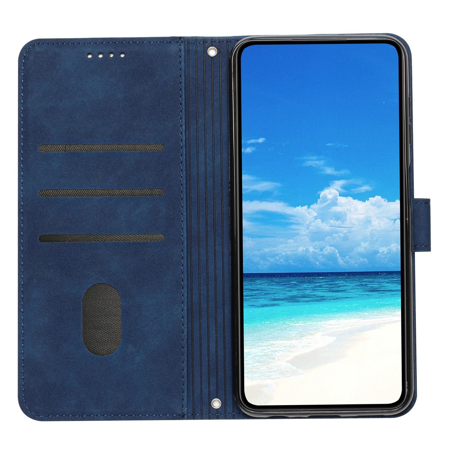 For Motorola Moto E20/E30/E40 Skin-touch Heart Shape Imprinted Leather Phone Case with Stand Wallet