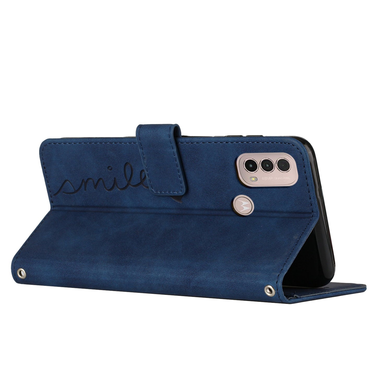 For Motorola Moto E20/E30/E40 Skin-touch Heart Shape Imprinted Leather Phone Case with Stand Wallet