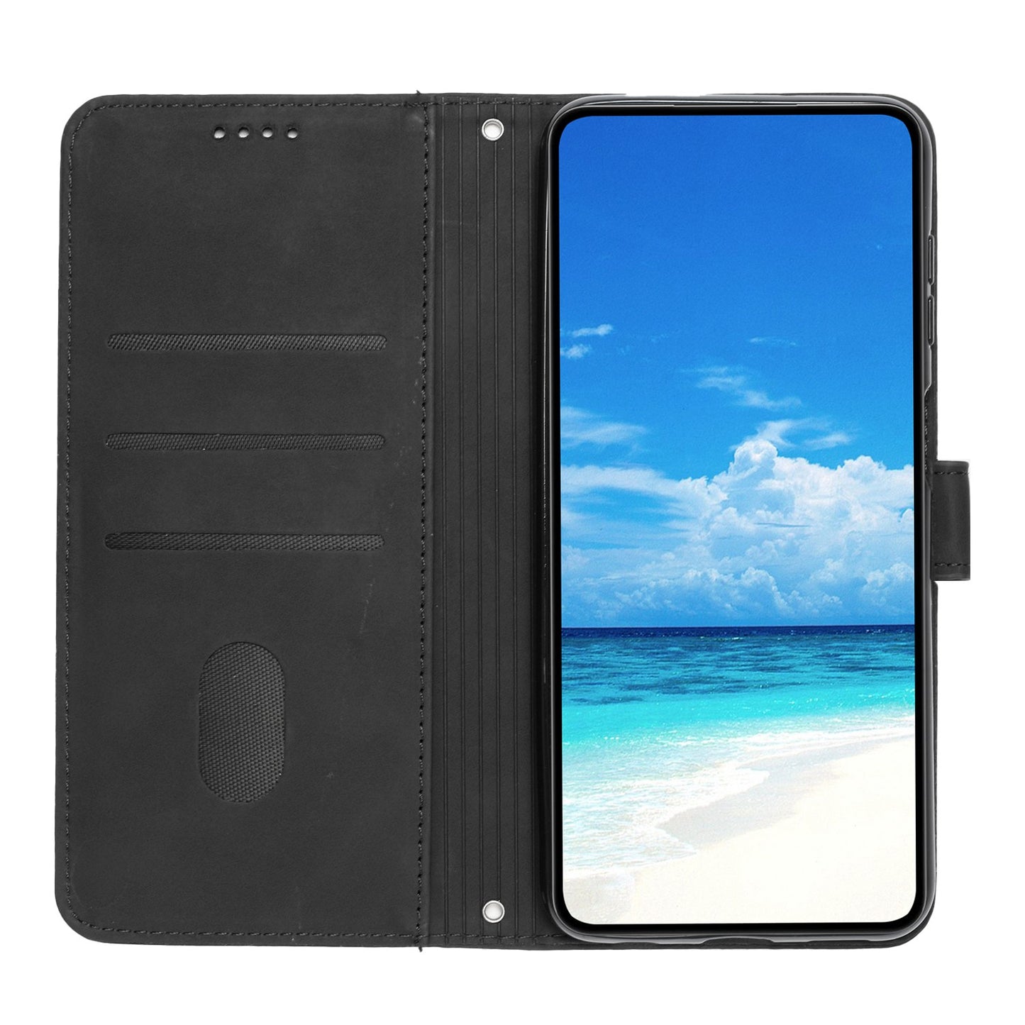 For Motorola Moto E20/E30/E40 Skin-touch Heart Shape Imprinted Leather Phone Case with Stand Wallet