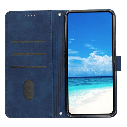 For Motorola Moto G Stylus 5G (2021) Skin-touch Feeling Heart Shape Imprinted Phone Case Anti-fall PU Leather Wallet Stand Shell with Strap