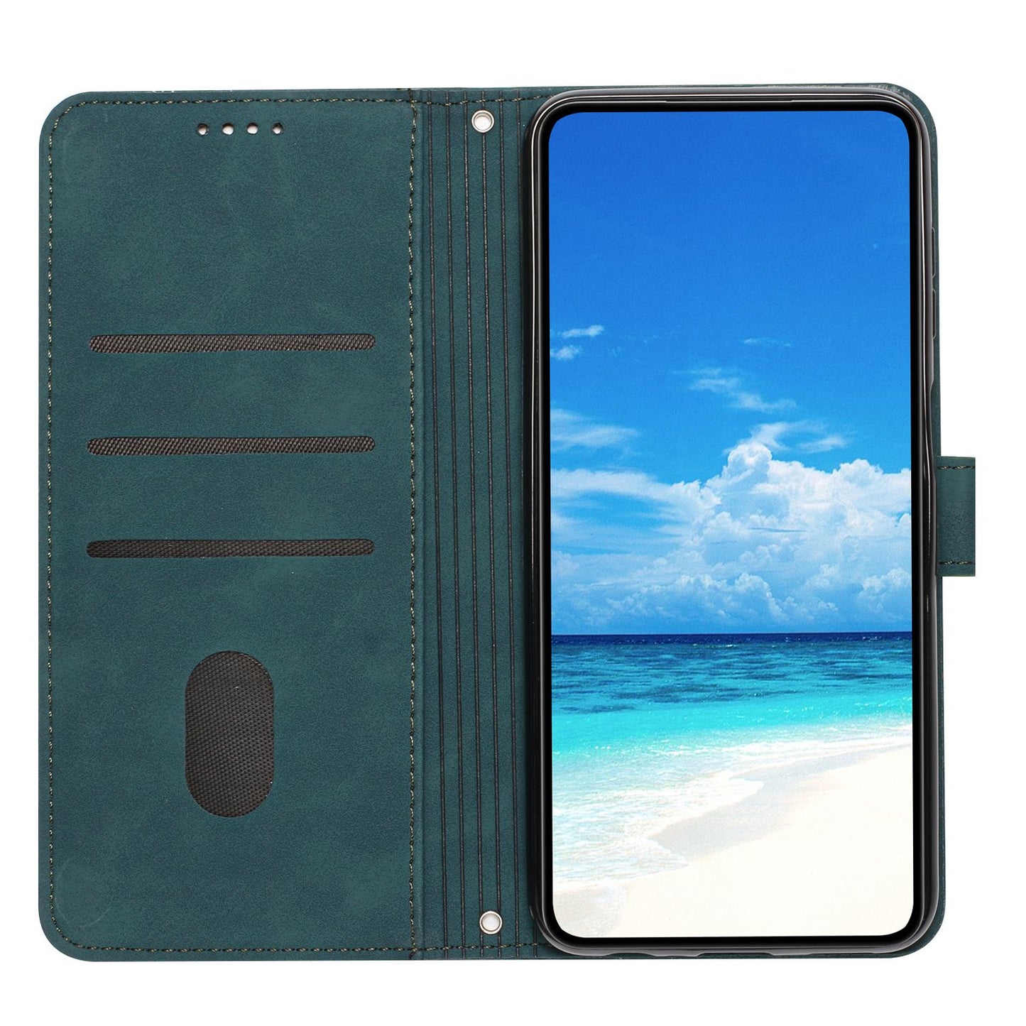 For Motorola Moto G Stylus 5G (2021) Skin-touch Feeling Heart Shape Imprinted Phone Case Anti-fall PU Leather Wallet Stand Shell with Strap