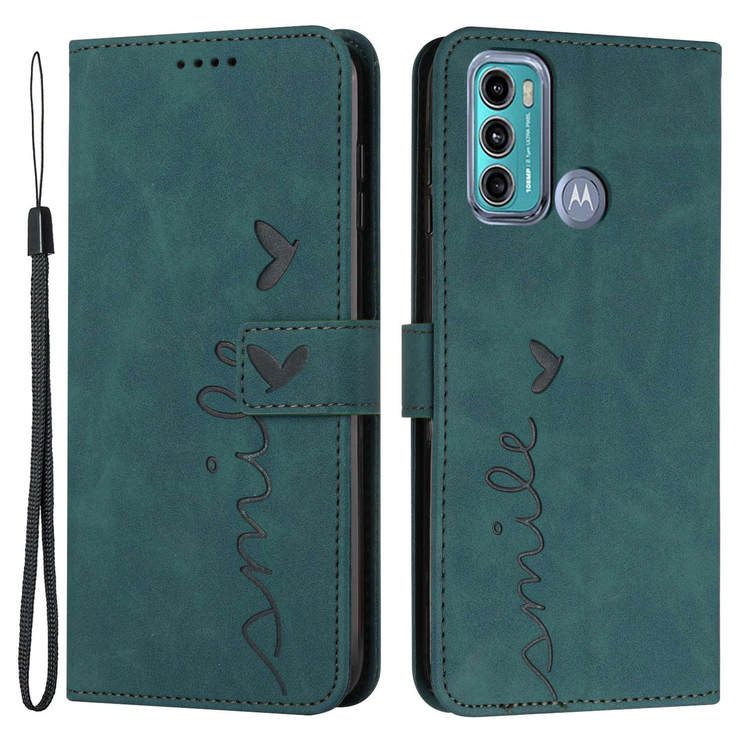 For Motorola Moto G60/G40 Fusion Anti-scratch Phone Leather Case Bag Heart Shape Imprinted Skin-touch Feeling Stand Wallet Phone Shell