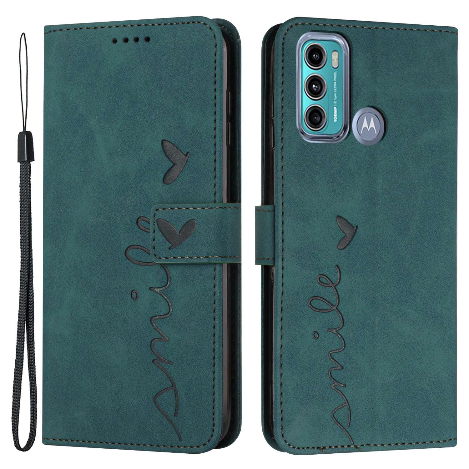 For Motorola Moto G60/G40 Fusion Anti-scratch Phone Leather Case Bag Heart Shape Imprinted Skin-touch Feeling Stand Wallet Phone Shell