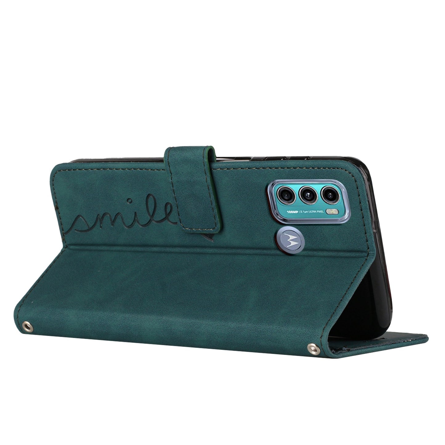 For Motorola Moto G60/G40 Fusion Anti-scratch Phone Leather Case Bag Heart Shape Imprinted Skin-touch Feeling Stand Wallet Phone Shell