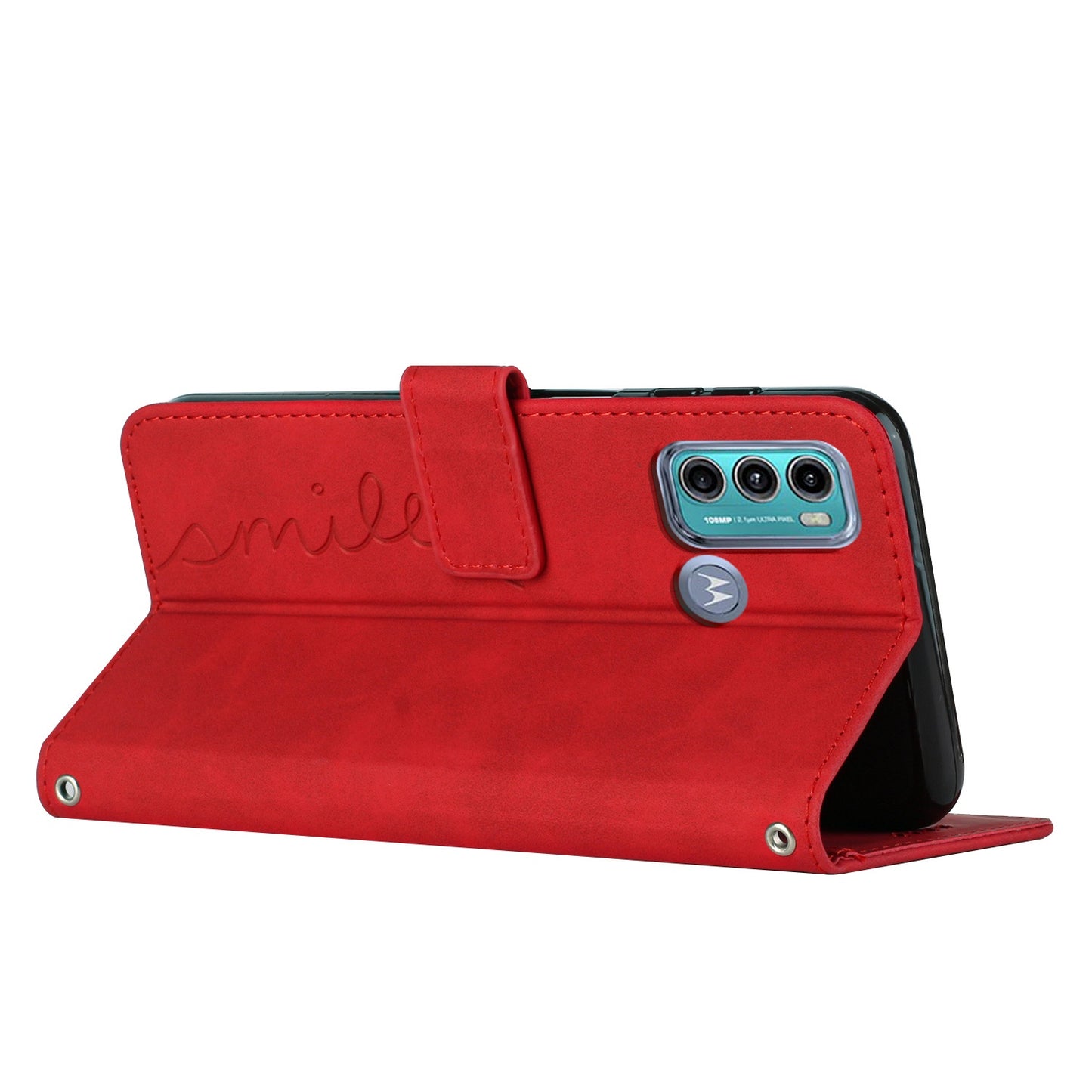 For Motorola Moto G60/G40 Fusion Anti-scratch Phone Leather Case Bag Heart Shape Imprinted Skin-touch Feeling Stand Wallet Phone Shell