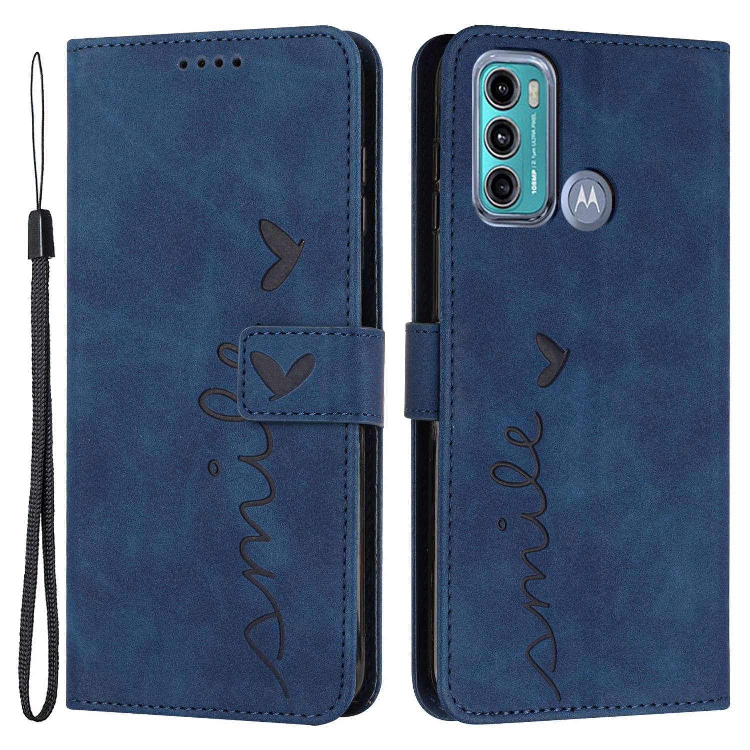 For Motorola Moto G60/G40 Fusion Anti-scratch Phone Leather Case Bag Heart Shape Imprinted Skin-touch Feeling Stand Wallet Phone Shell