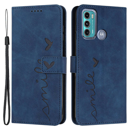 For Motorola Moto G60/G40 Fusion Anti-scratch Phone Leather Case Bag Heart Shape Imprinted Skin-touch Feeling Stand Wallet Phone Shell