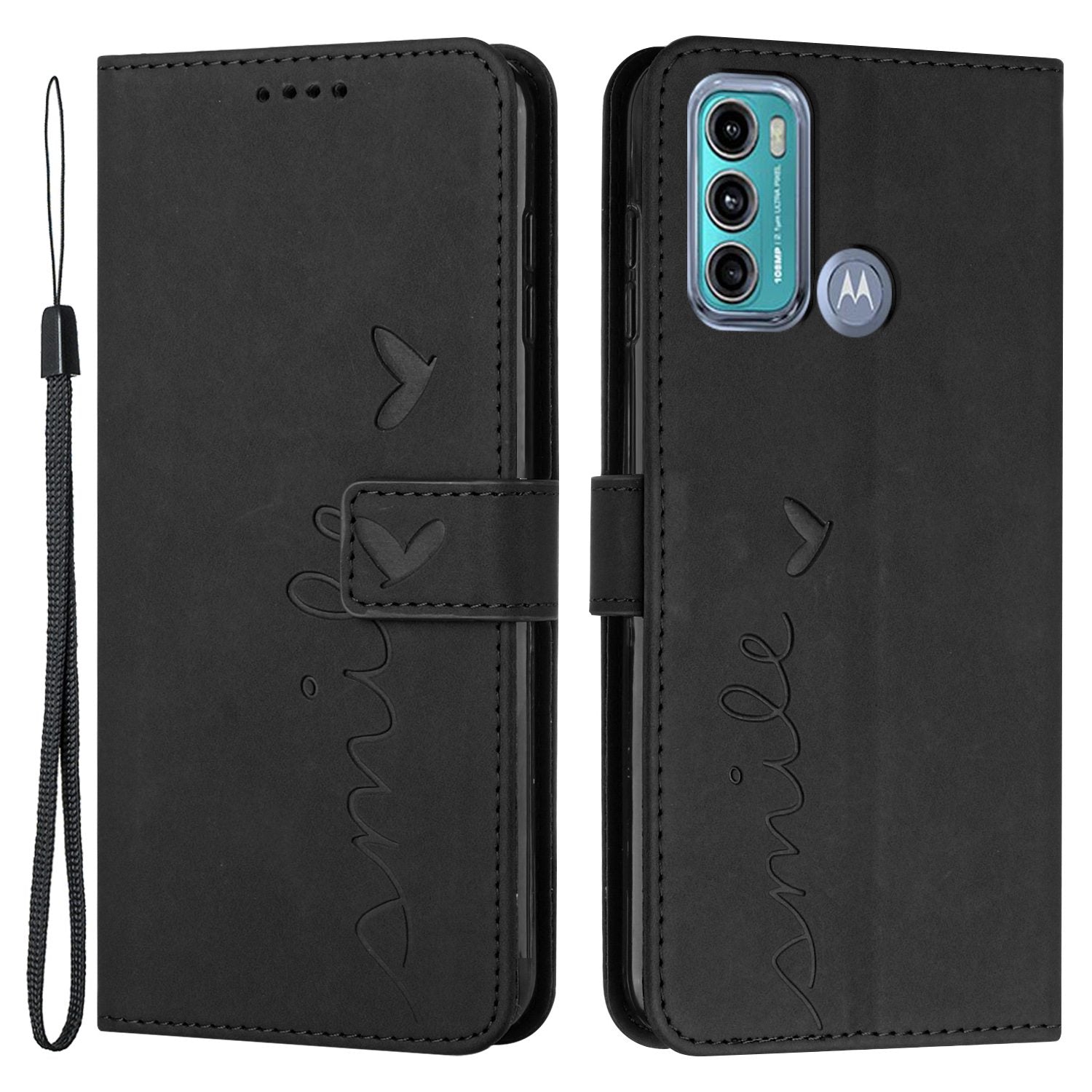 For Motorola Moto G60/G40 Fusion Anti-scratch Phone Leather Case Bag Heart Shape Imprinted Skin-touch Feeling Stand Wallet Phone Shell