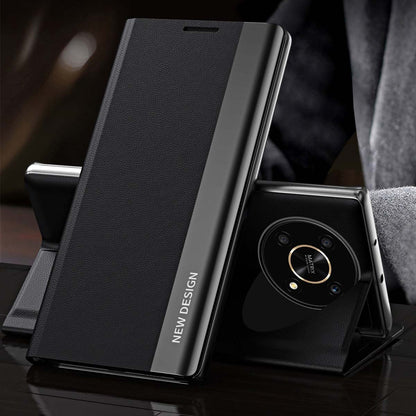 For Honor X9 5G/X30 5G/Magic4 Lite 5G Wear-resistant PU Leather Stand Function Case Magnetic Absorption Electroplating Anti-drop Cell Phone Cover
