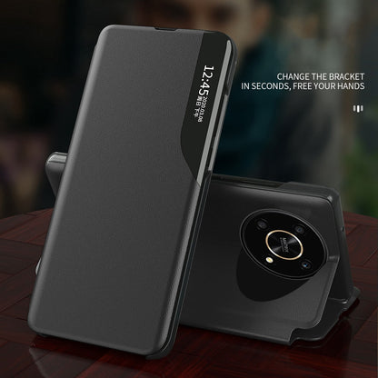 For Honor X9 5G/X30 5G/Magic4 Lite 5G Well-protected Magnetic Auto Closing Phone Case Clear View Window Stand Feature Leather Protective Shell