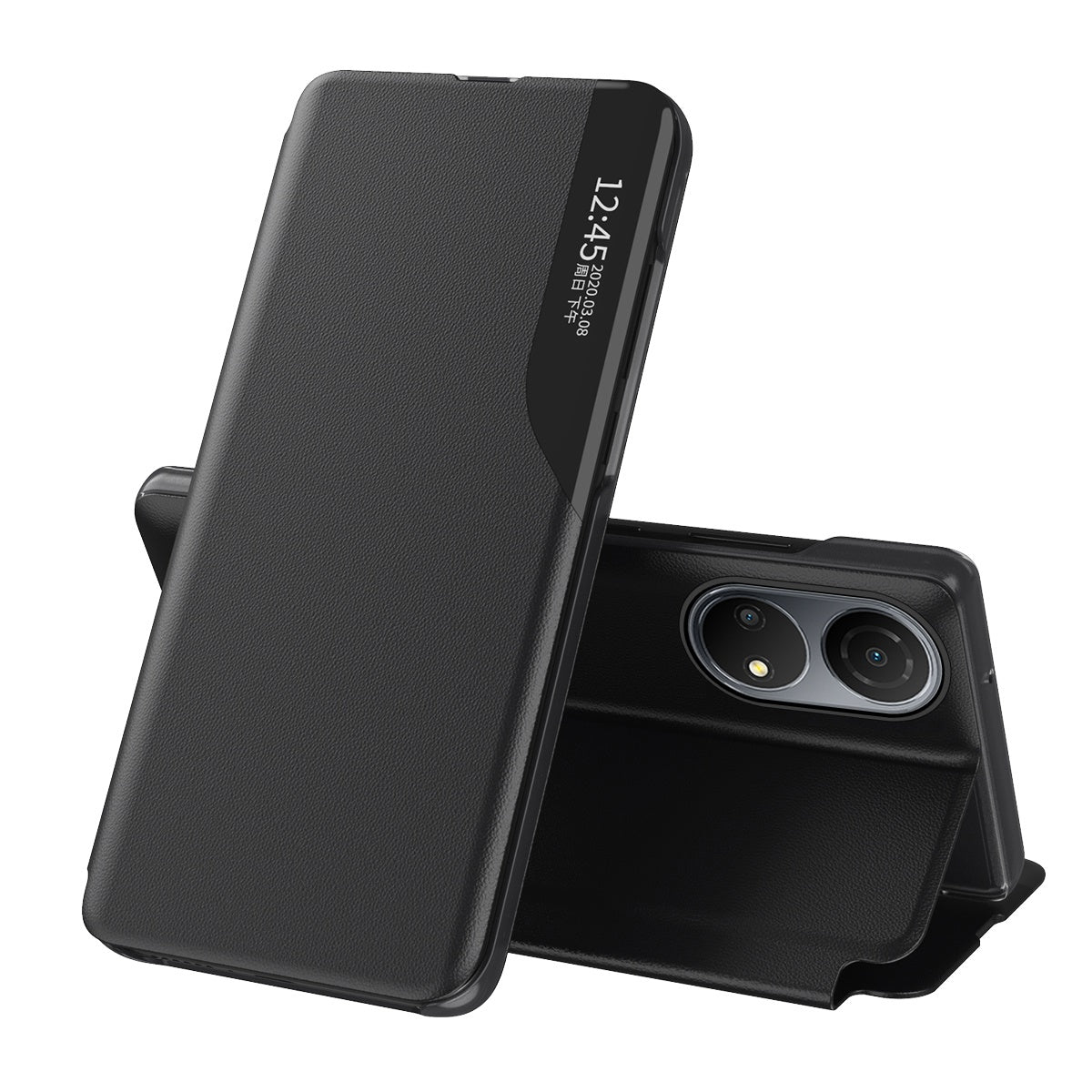 For Honor Play 30 Plus 5G/X7 Magnetic Auto Closing Clear View Window Phone Case Adjustable Stand Leather Protective Shell