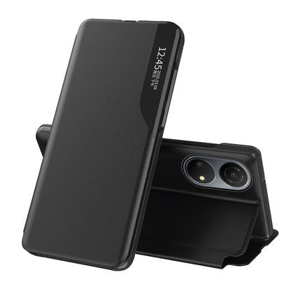 For Honor Play 30 Plus 5G/X7 Magnetic Auto Closing Clear View Window Phone Case Adjustable Stand Leather Protective Shell