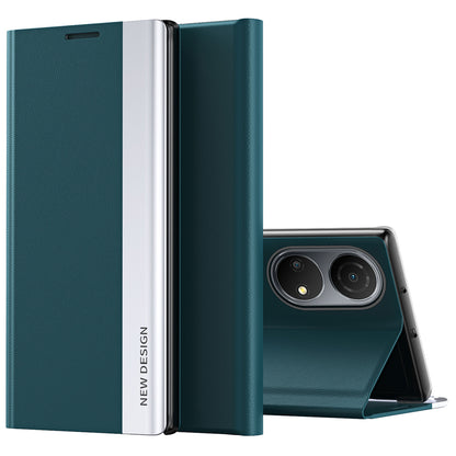For Honor X7/Honor Play 30 Plus 5G Shockproof PU Leather Stand Design Case Magnetic Absorption Electroplating Anti-fall Cell Phone Cover