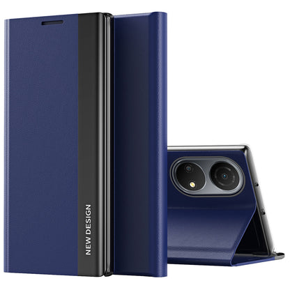 For Honor X7/Honor Play 30 Plus 5G Shockproof PU Leather Stand Design Case Magnetic Absorption Electroplating Anti-fall Cell Phone Cover