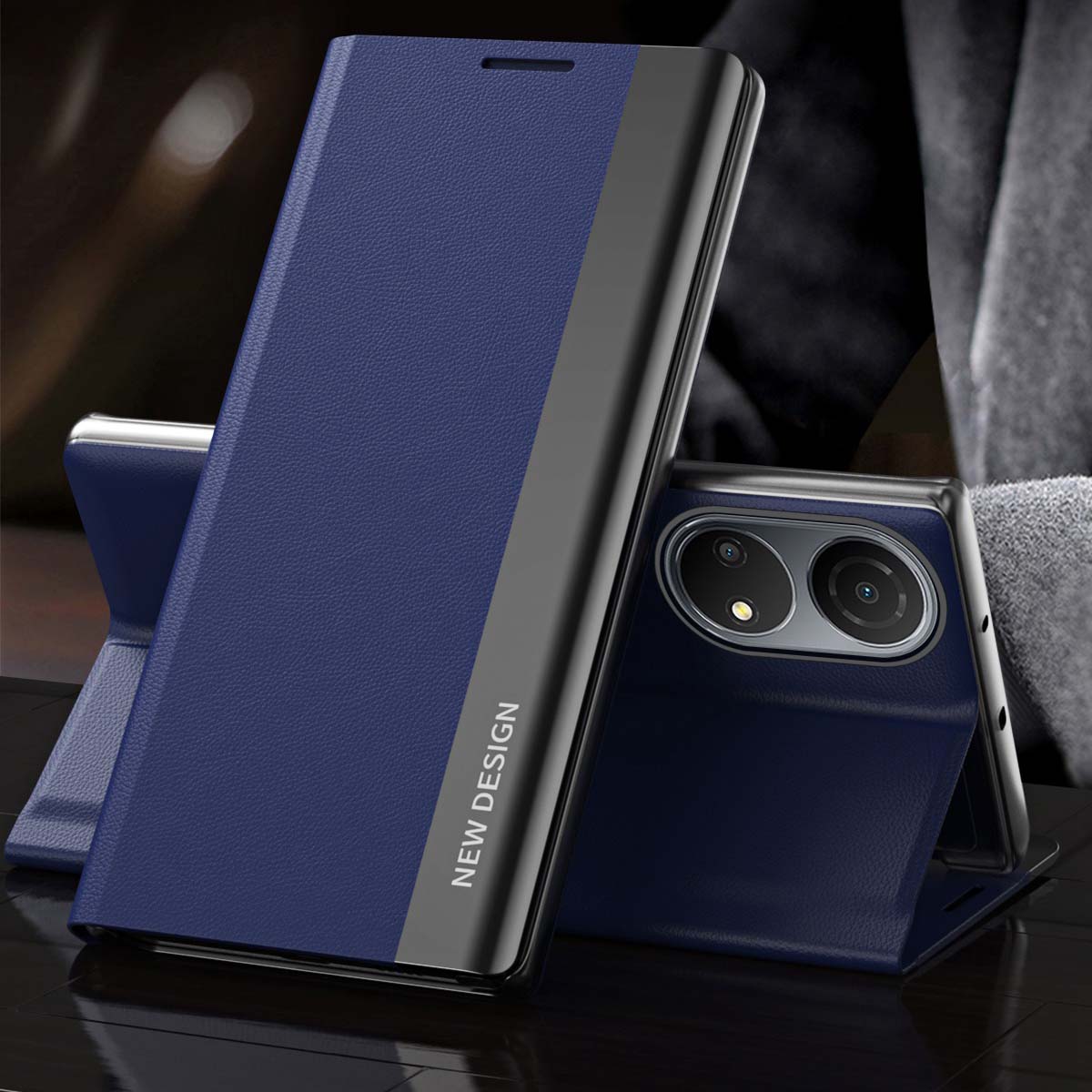 For Honor X7/Honor Play 30 Plus 5G Shockproof PU Leather Stand Design Case Magnetic Absorption Electroplating Anti-fall Cell Phone Cover