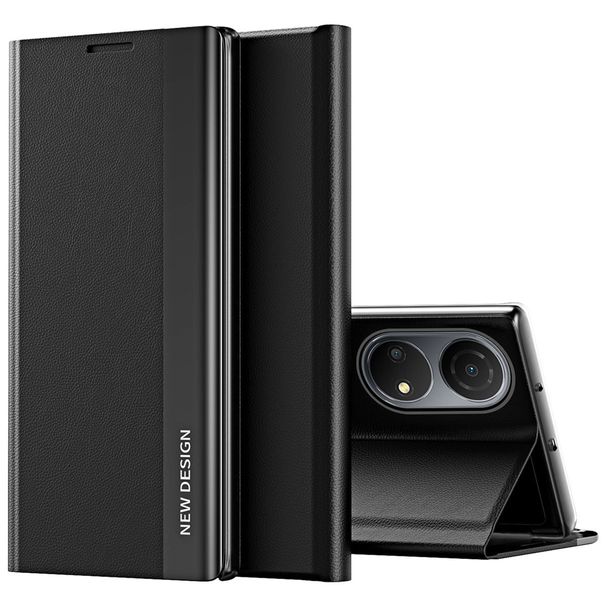 For Honor X7/Honor Play 30 Plus 5G Shockproof PU Leather Stand Design Case Magnetic Absorption Electroplating Anti-fall Cell Phone Cover