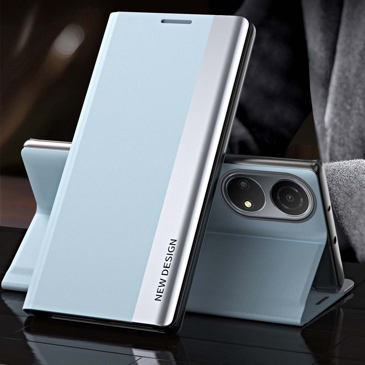 For Honor X7/Honor Play 30 Plus 5G Shockproof PU Leather Stand Design Case Magnetic Absorption Electroplating Anti-fall Cell Phone Cover