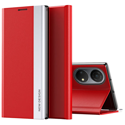 For Honor X7/Honor Play 30 Plus 5G Shockproof PU Leather Stand Design Case Magnetic Absorption Electroplating Anti-fall Cell Phone Cover