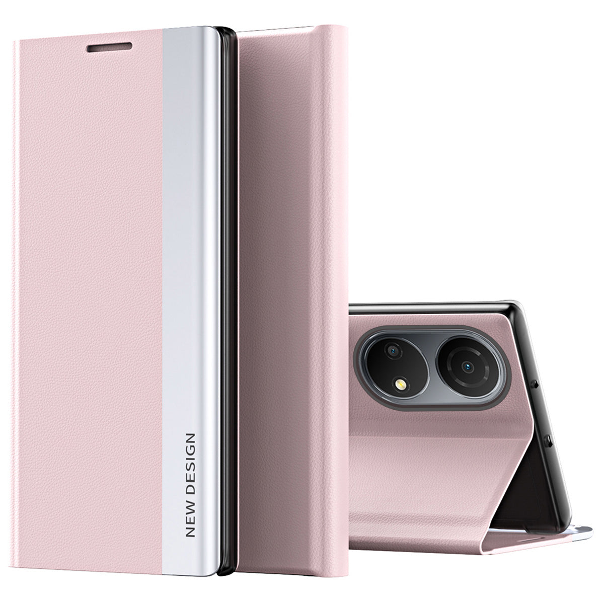 For Honor X7/Honor Play 30 Plus 5G Shockproof PU Leather Stand Design Case Magnetic Absorption Electroplating Anti-fall Cell Phone Cover