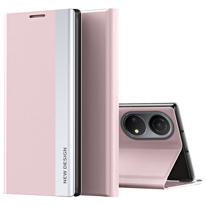 For Honor X7/Honor Play 30 Plus 5G Shockproof PU Leather Stand Design Case Magnetic Absorption Electroplating Anti-fall Cell Phone Cover