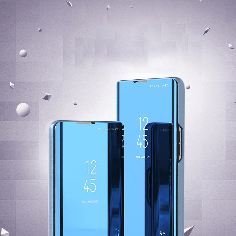 For Honor X7/Play 30 Plus 5G Adjustable Stand Design PU Leather Anti-shock Case View Window Electroplate Mirror Mobile Phone Protector