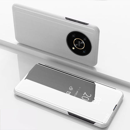 For Honor X9 5G/X30 5G/Magic4 Lite 5G Foldable Stand Design PU Leather Case View Window Electroplate Mirror Wear-resistant Phone Shell