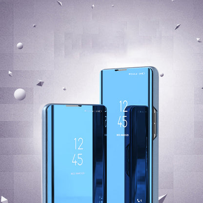 For Honor X9 5G/X30 5G/Magic4 Lite 5G Foldable Stand Design PU Leather Case View Window Electroplate Mirror Wear-resistant Phone Shell