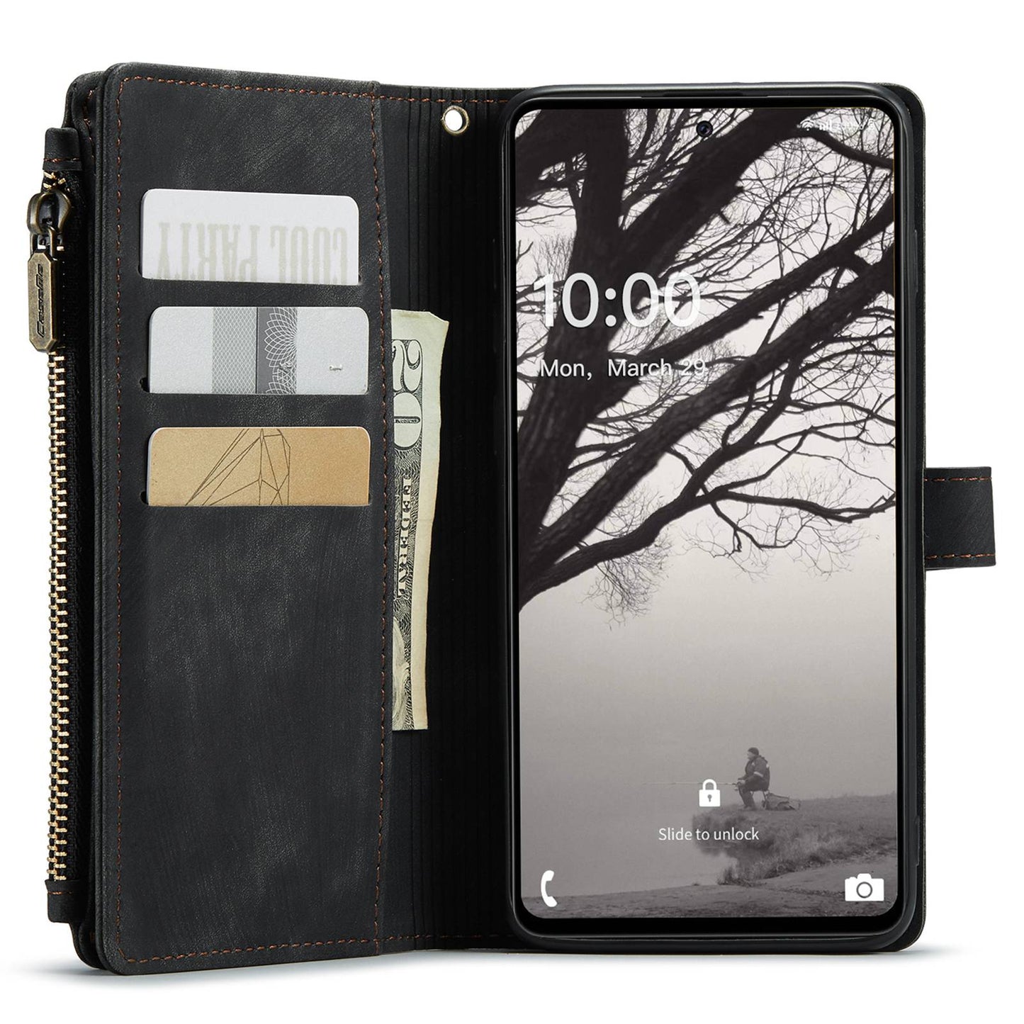 For Samsung Galaxy A53 5G CASEME C30 Series Anti-drop Phone Zipper Wallet Case PU Leather Multiple Card Slots Stand Flip Cover