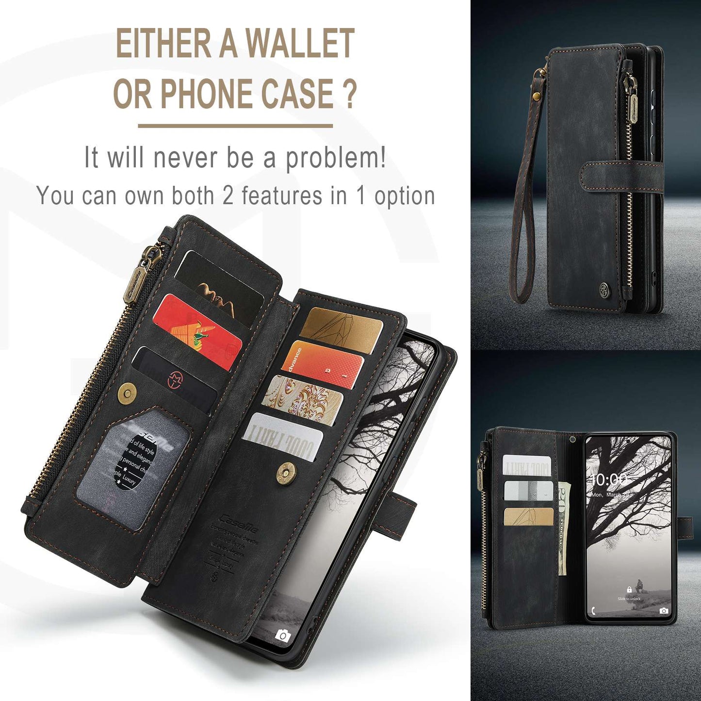 For Samsung Galaxy A53 5G CASEME C30 Series Anti-drop Phone Zipper Wallet Case PU Leather Multiple Card Slots Stand Flip Cover