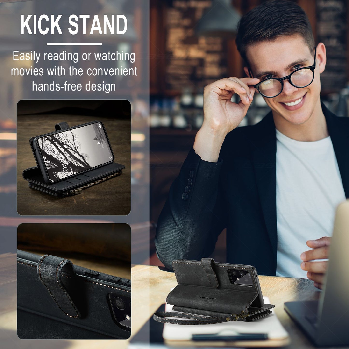 For Samsung Galaxy A53 5G CASEME C30 Series Anti-drop Phone Zipper Wallet Case PU Leather Multiple Card Slots Stand Flip Cover