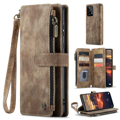 For Samsung Galaxy A53 5G CASEME C30 Series Anti-drop Phone Zipper Wallet Case PU Leather Multiple Card Slots Stand Flip Cover