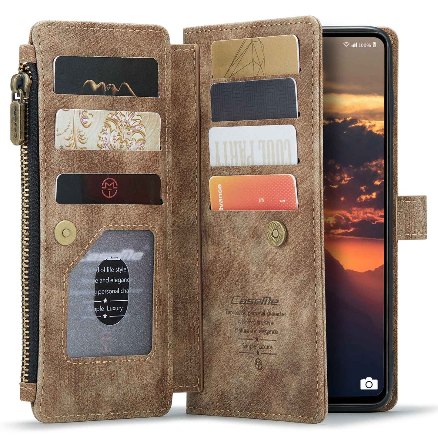For Samsung Galaxy A53 5G CASEME C30 Series Anti-drop Phone Zipper Wallet Case PU Leather Multiple Card Slots Stand Flip Cover