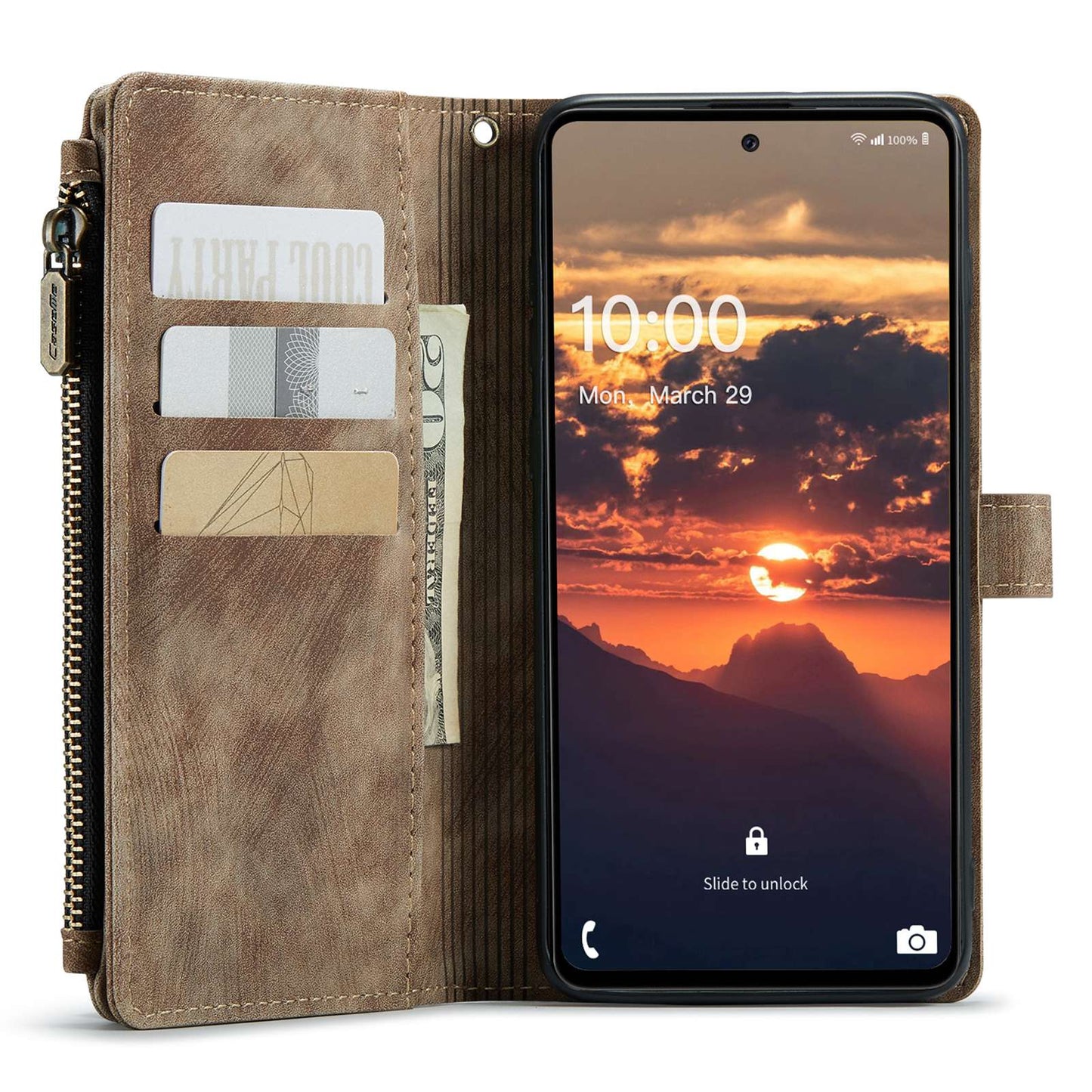 For Samsung Galaxy A53 5G CASEME C30 Series Anti-drop Phone Zipper Wallet Case PU Leather Multiple Card Slots Stand Flip Cover
