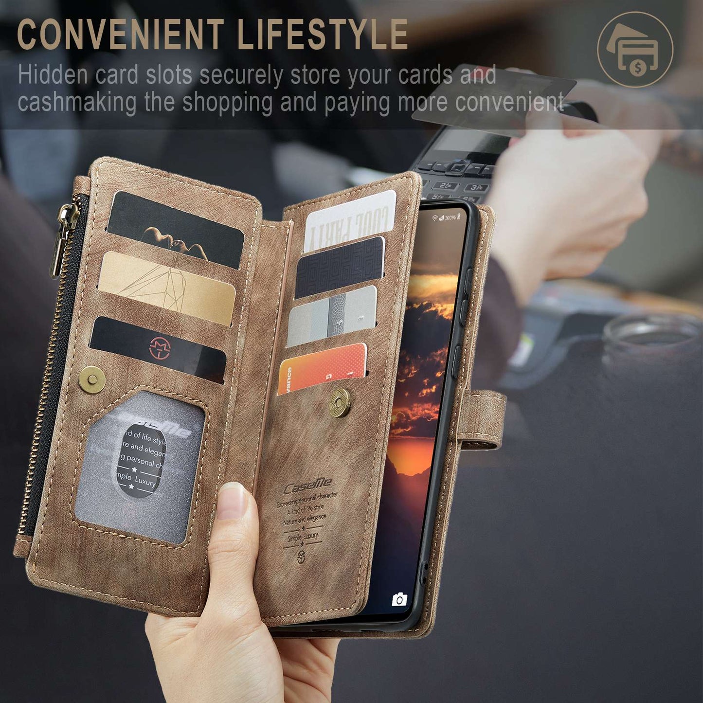 For Samsung Galaxy A53 5G CASEME C30 Series Anti-drop Phone Zipper Wallet Case PU Leather Multiple Card Slots Stand Flip Cover