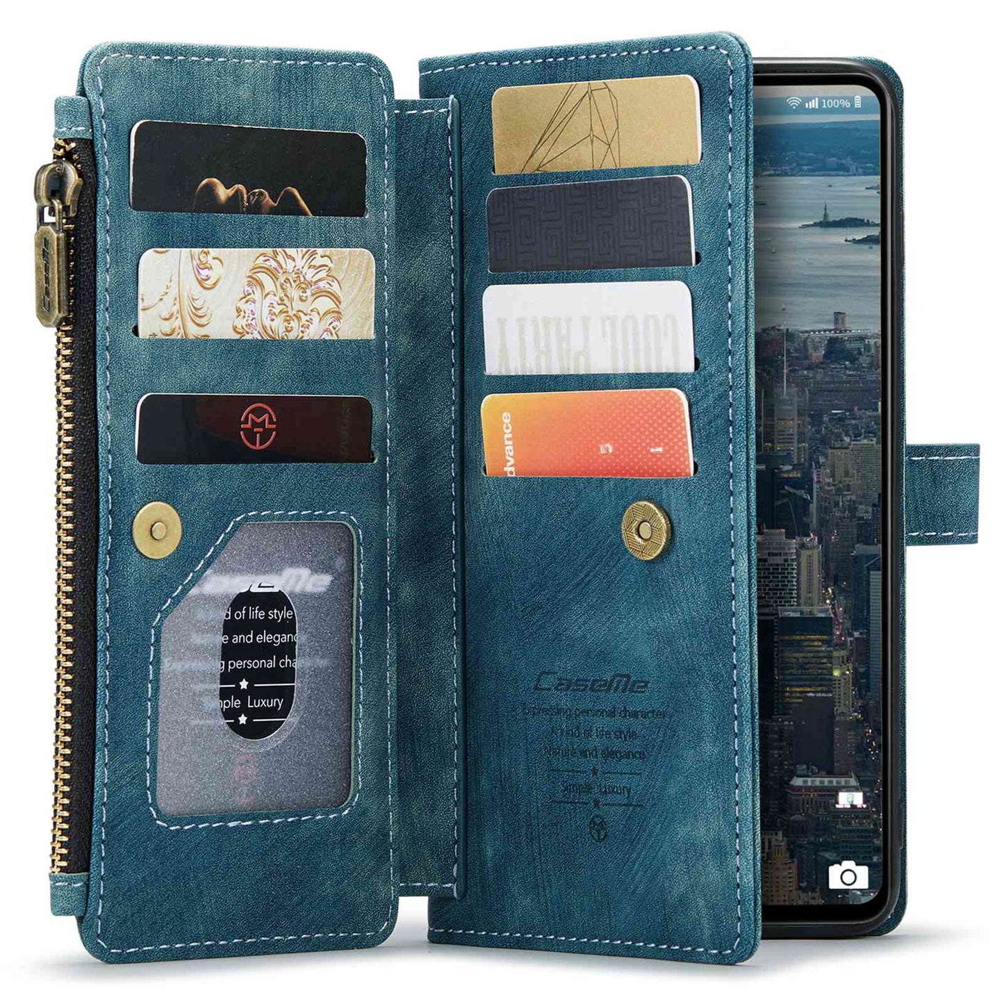 For Samsung Galaxy A53 5G CASEME C30 Series Anti-drop Phone Zipper Wallet Case PU Leather Multiple Card Slots Stand Flip Cover