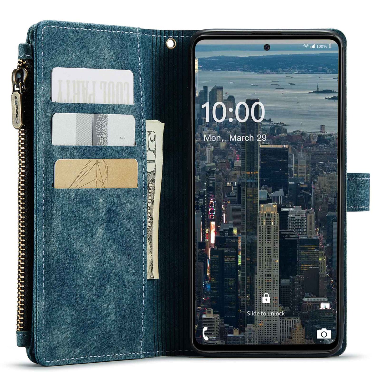 For Samsung Galaxy A53 5G CASEME C30 Series Anti-drop Phone Zipper Wallet Case PU Leather Multiple Card Slots Stand Flip Cover