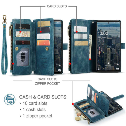 For Samsung Galaxy A53 5G CASEME C30 Series Anti-drop Phone Zipper Wallet Case PU Leather Multiple Card Slots Stand Flip Cover