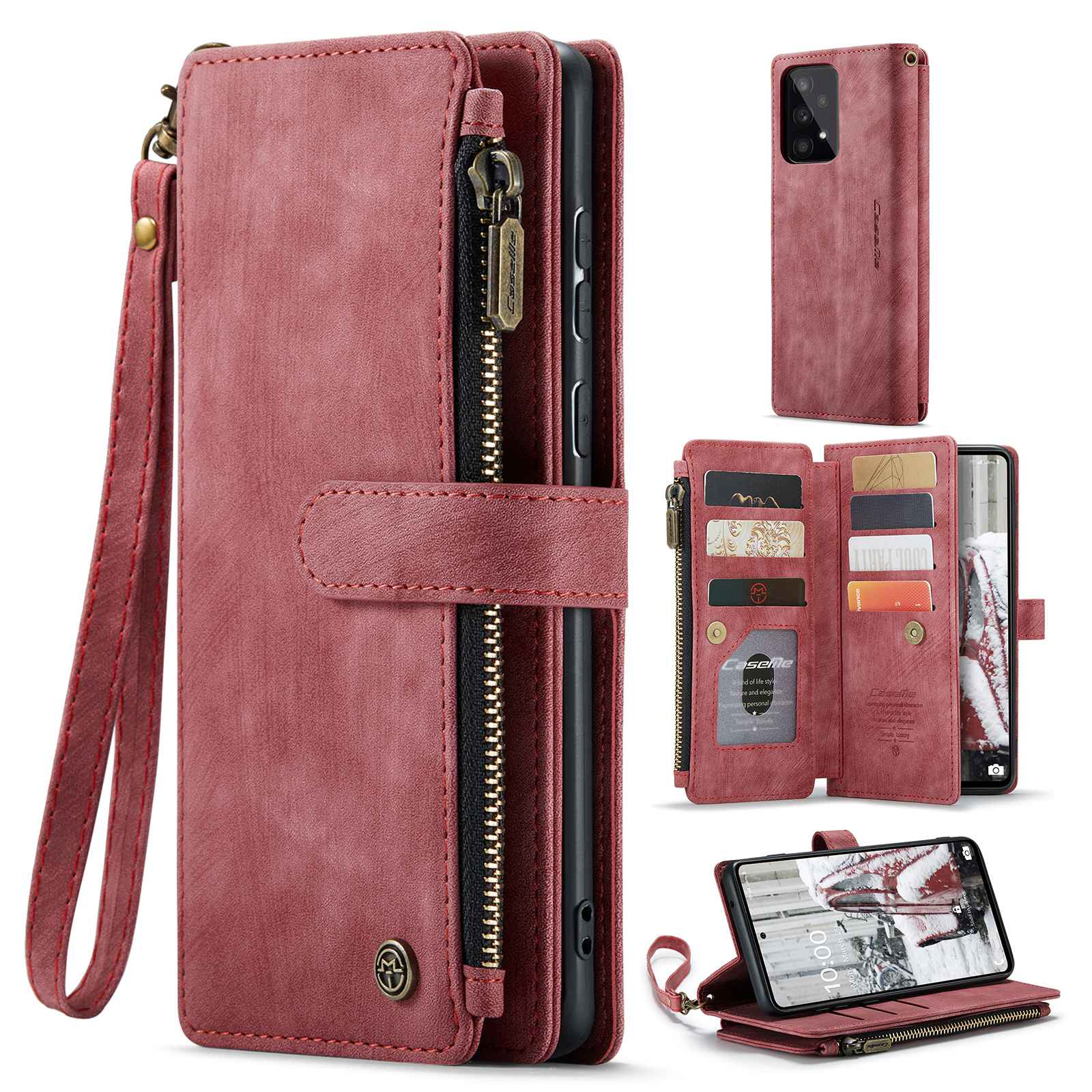 For Samsung Galaxy A53 5G CASEME C30 Series Anti-drop Phone Zipper Wallet Case PU Leather Multiple Card Slots Stand Flip Cover