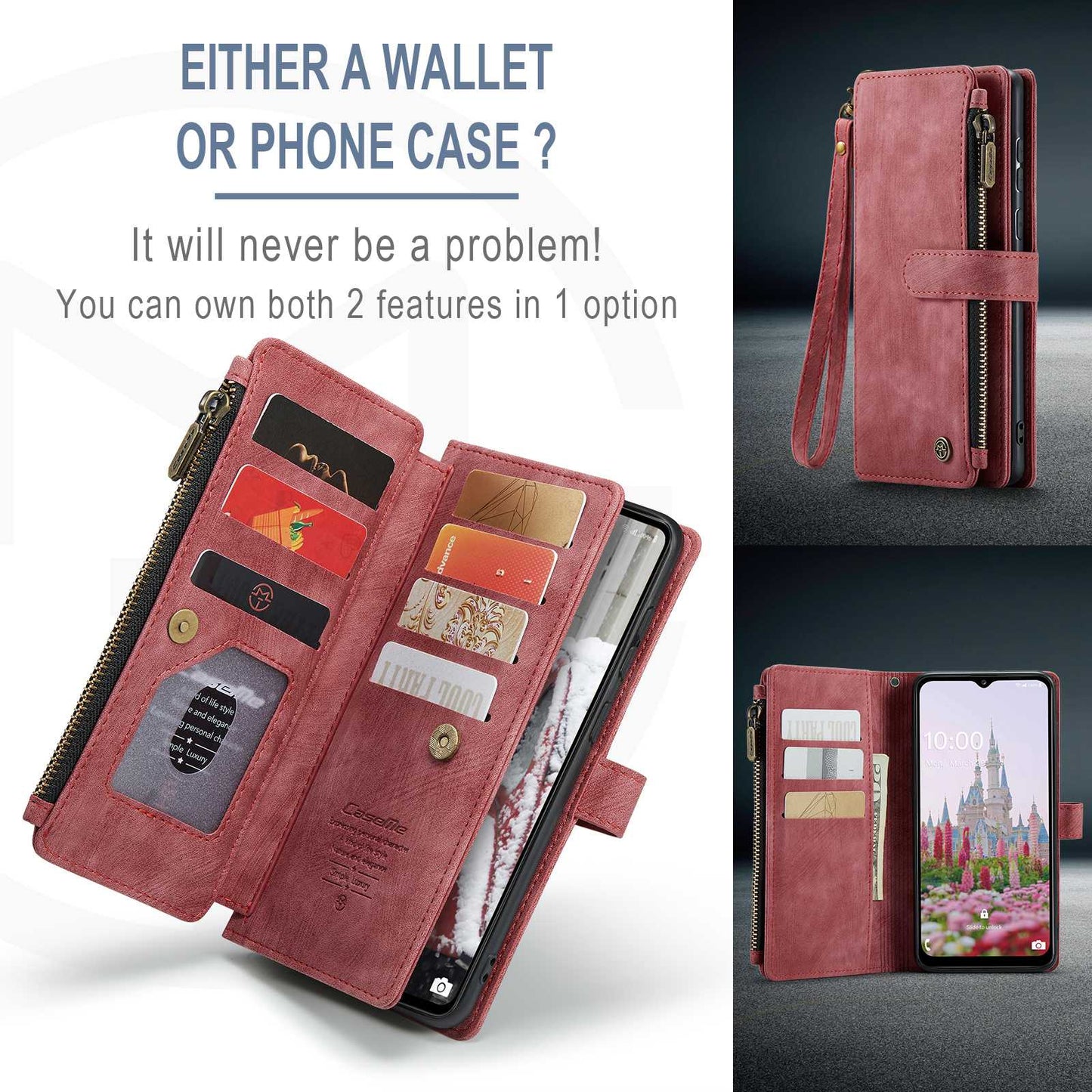 For Samsung Galaxy A53 5G CASEME C30 Series Anti-drop Phone Zipper Wallet Case PU Leather Multiple Card Slots Stand Flip Cover
