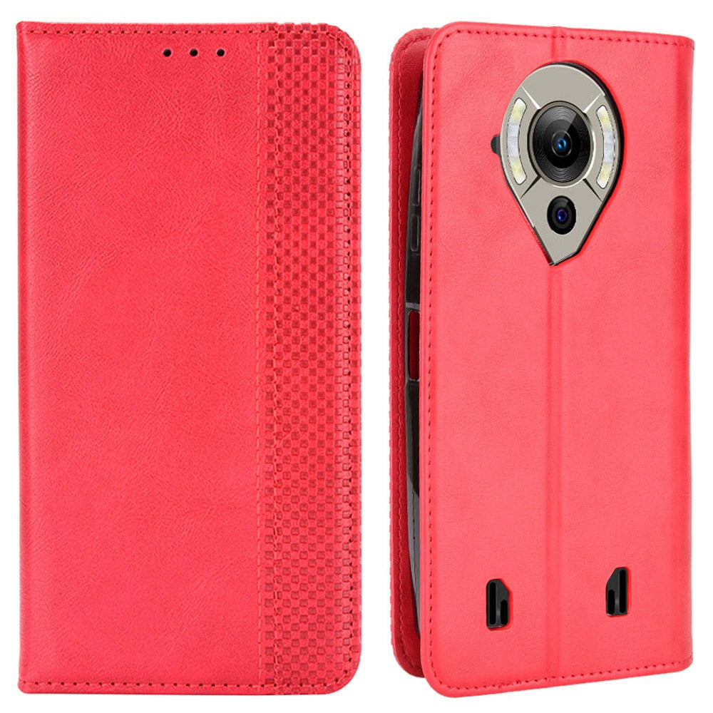 Retro Texture PU Leather Case for Oukitel WP16, Magnetic Auto-absorbed Shockproof Phone Cover with Stand Wallet