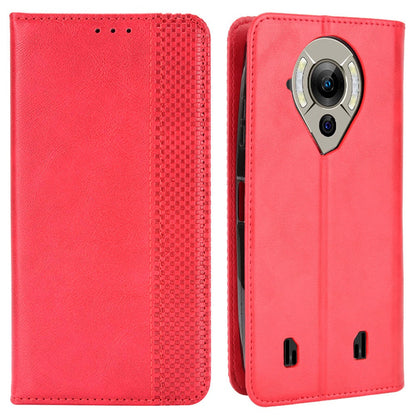 Retro Texture PU Leather Case for Oukitel WP16, Magnetic Auto-absorbed Shockproof Phone Cover with Stand Wallet