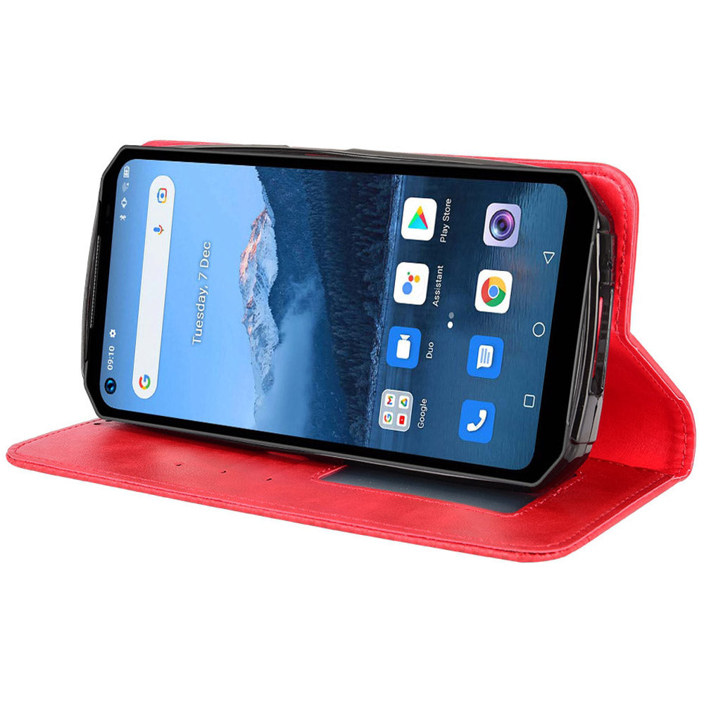 Retro Texture PU Leather Case for Oukitel WP16, Magnetic Auto-absorbed Shockproof Phone Cover with Stand Wallet