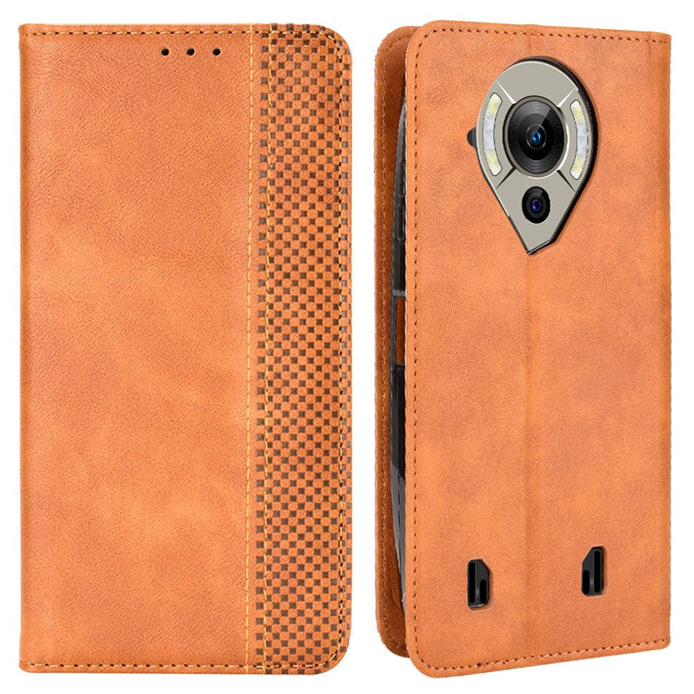 Retro Texture PU Leather Case for Oukitel WP16, Magnetic Auto-absorbed Shockproof Phone Cover with Stand Wallet