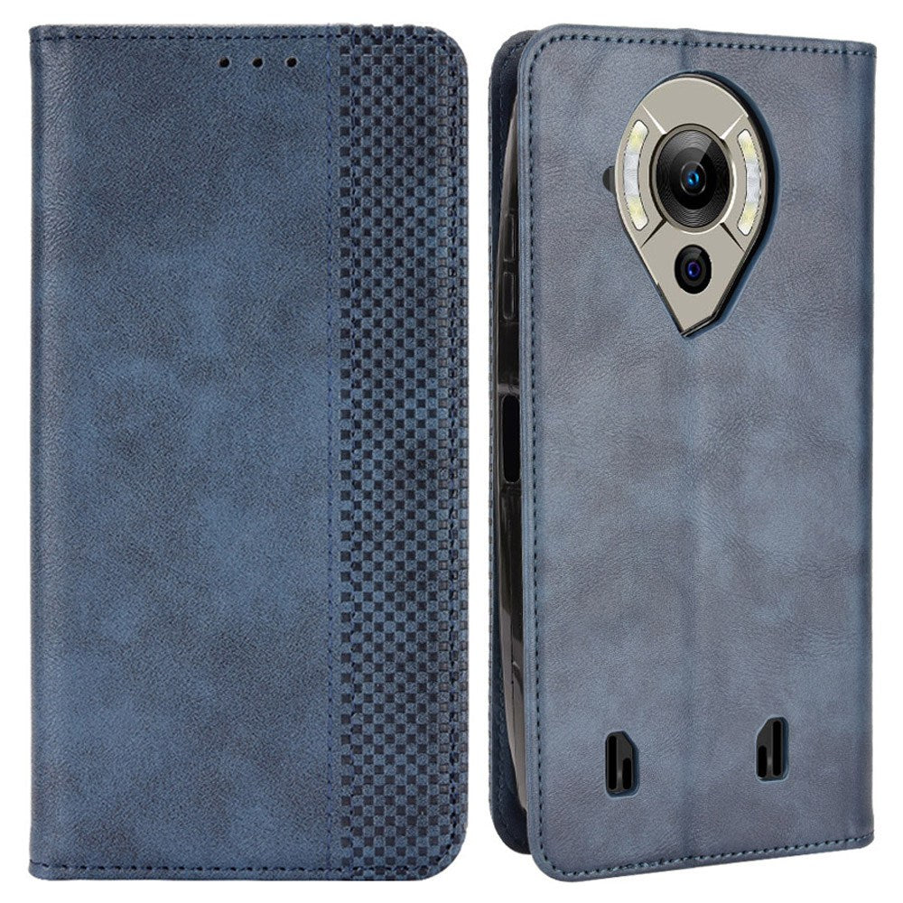 Retro Texture PU Leather Case for Oukitel WP16, Magnetic Auto-absorbed Shockproof Phone Cover with Stand Wallet