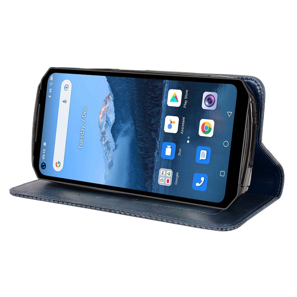 Retro Texture PU Leather Case for Oukitel WP16, Magnetic Auto-absorbed Shockproof Phone Cover with Stand Wallet