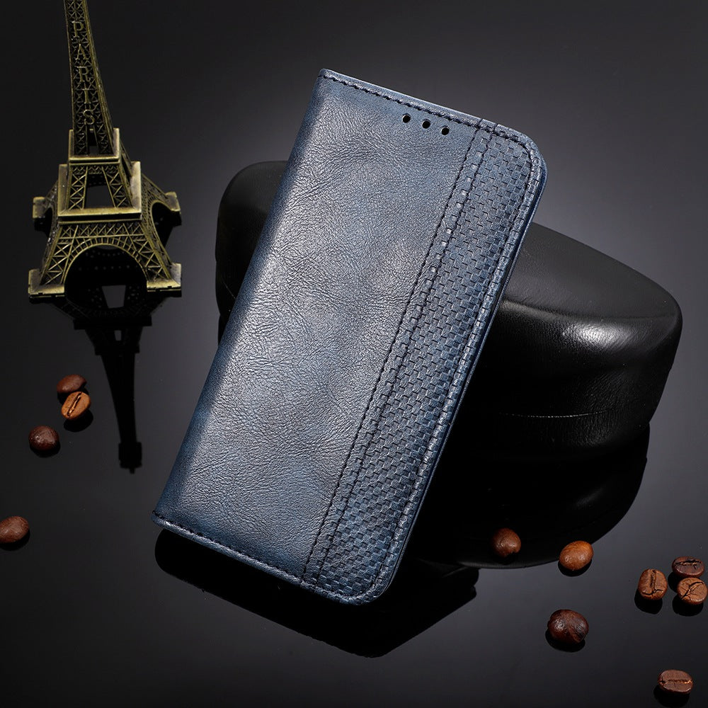 Retro Texture PU Leather Case for Oukitel WP16, Magnetic Auto-absorbed Shockproof Phone Cover with Stand Wallet