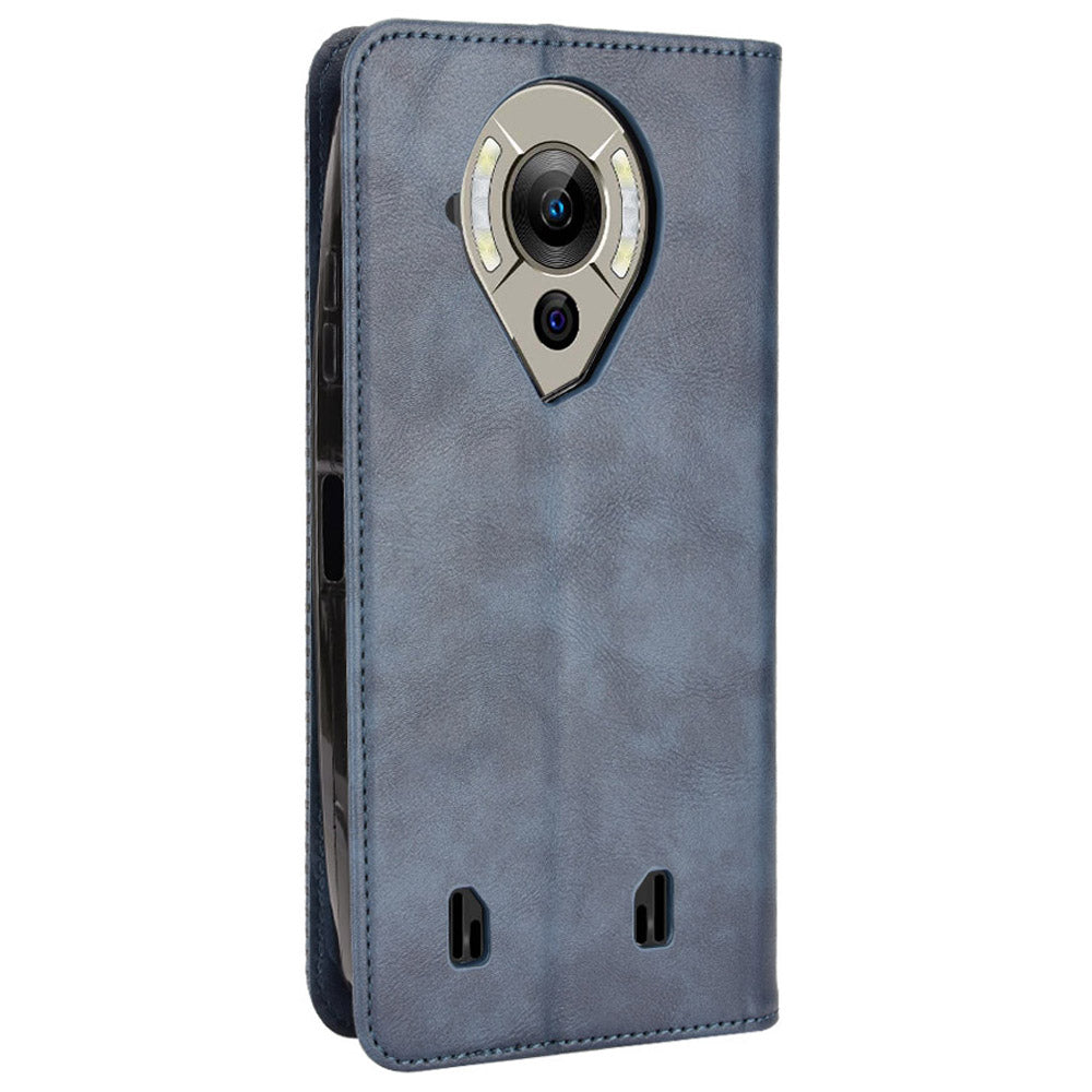 Retro Texture PU Leather Case for Oukitel WP16, Magnetic Auto-absorbed Shockproof Phone Cover with Stand Wallet