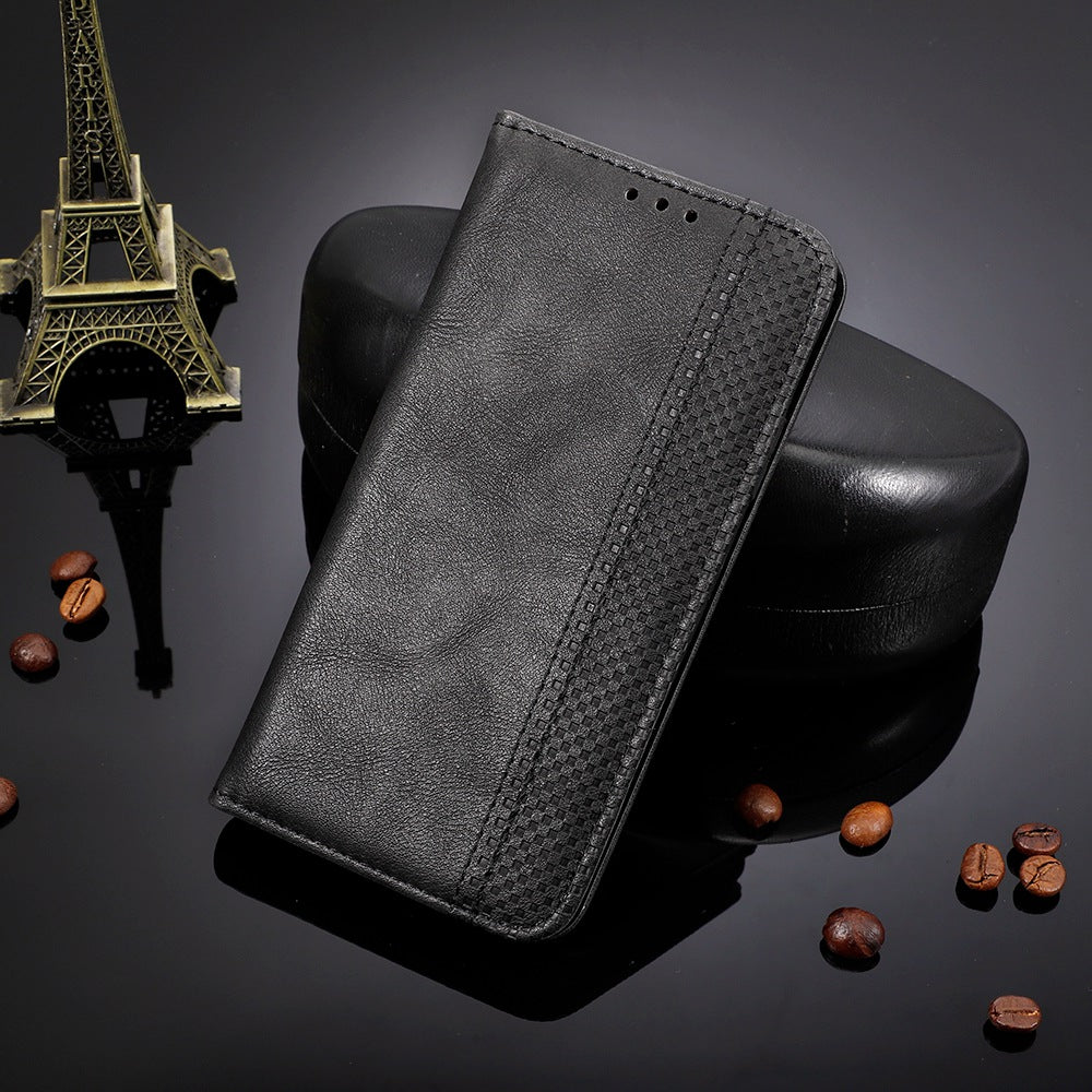 Retro Texture PU Leather Case for Oukitel WP16, Magnetic Auto-absorbed Shockproof Phone Cover with Stand Wallet